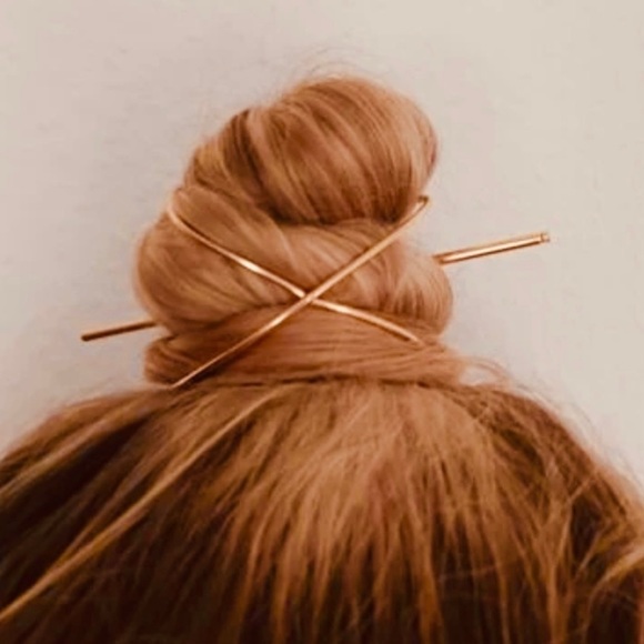 GOLD TONE HAIR CUFF CAGE BUN HAIR ACCESSORY WITH PIN - Picture 4 of 5